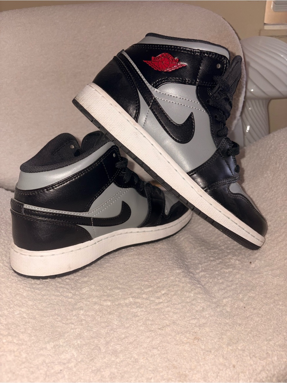 Jordan Mid Sneakers - Black, Gray & Red Accents
